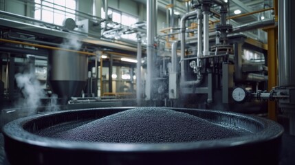 Fototapeta premium Industrial Manufacturing Process with Black Granules