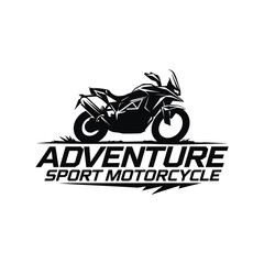 Adventure touring motorcycle logo vector isolated