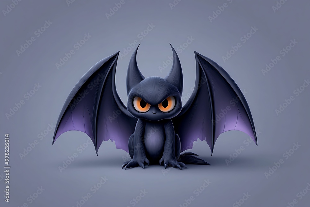 Poster enchanting gothic halloween vampire in 3d isometric view with pastel background - digital painting w