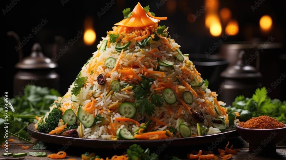 Sticker rice with vegetables UHD wallpaper Stock Photographic Image  