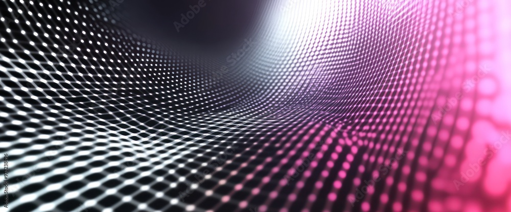 Poster a digital abstract representation of a mesh grid with a gradient effect.