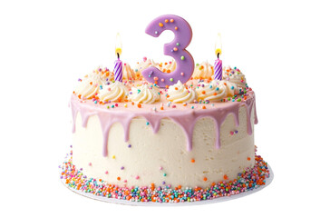 3 birthday cake with candles