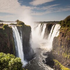 Fototapeta premium Victoria Falls in Full Flow, Showcasing the Power and Majesty of Nature