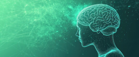 A digital representation of a human brain, symbolizing thought and consciousness.