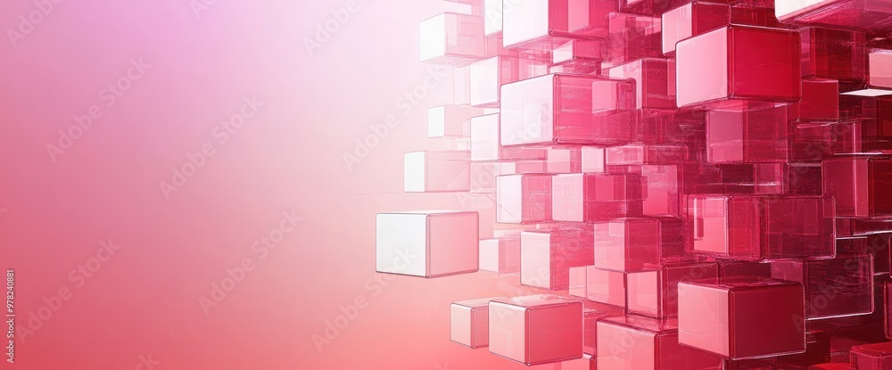 Aufkleber abstract composition of transparent cubes with a gradient background.