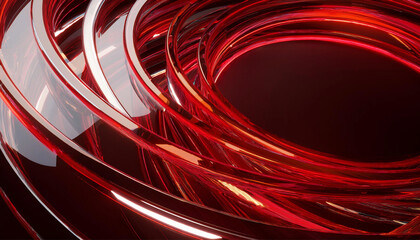  Futuristic Glass Rings in red Hues and artistic shapes 3d render