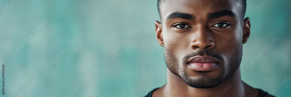 Canvas Prints Close-up portrait of a man with a serious expression against a textured background.