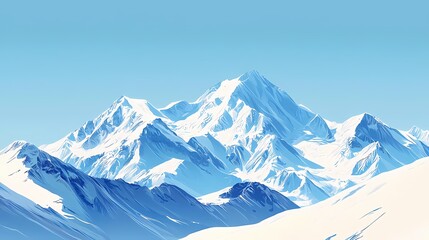 Fototapeta premium Snowy Mountain Peak Under Blue Sky.
