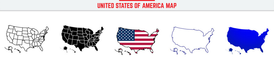 A simple, outline of the United States map, including all state boundaries. This vector design is ideal for projects require a clear, accurate depiction of the USA, USA icon editable stroke and flat 