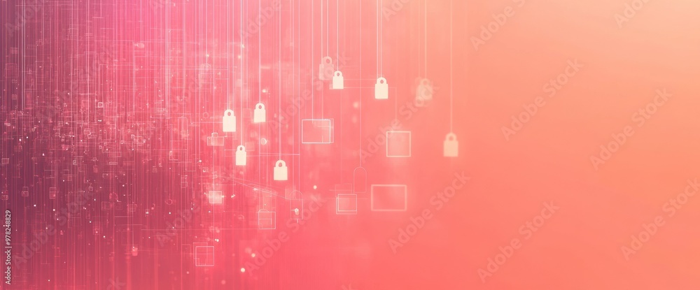 Poster abstract image with padlocks, symbolizing security and data protection.