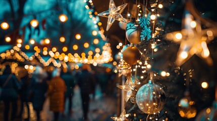 A beautiful Christmas market with twinkling lights and festive decorations. The perfect place to find unique gifts and enjoy the holiday spirit.