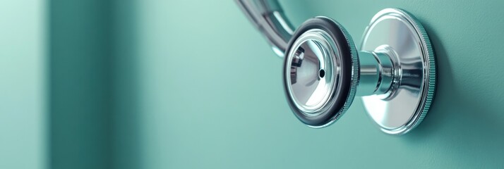 A close-up of a stethoscope attached to a wall, symbolizing healthcare and medical services.