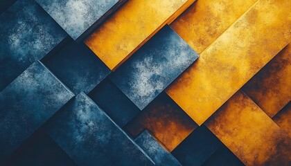 Abstract Geometric Pattern with Yellow and Blue Textured Squares