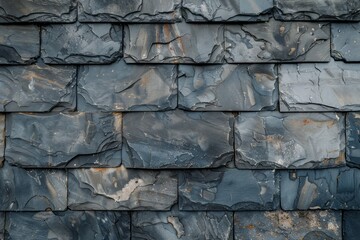 Photo of Black slate roof or wall pattern. Background texture for backdrops or mapping
