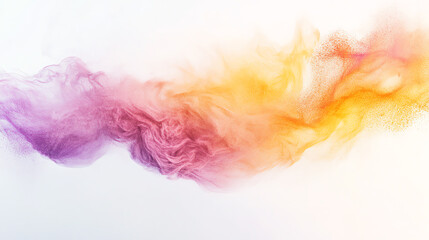 Fototapeta premium A vibrant swirl of purple and orange smoke on a white background, creating an ethereal and artistic visual effect.