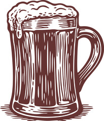 Beautiful Classic Hand Drawing Glass Beer Illustration
