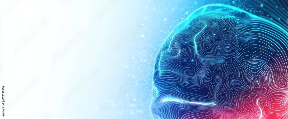 Aufkleber abstract representation of a brain with glowing lines and particles, symbolizing technology and thou