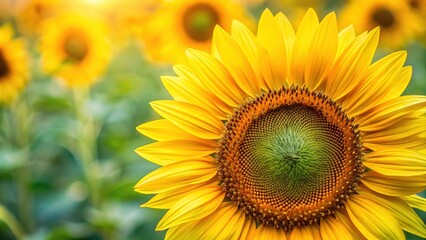 Fototapeta premium Close-up shot of a vibrant yellow sunflower, sunflower, bloom, petals, nature, floral, close up, vibrant, yellow, garden, beauty