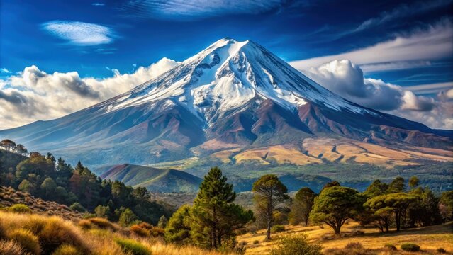 Majestic view of Pico de Orizaba, the highest mountain in Mexico, Pico de Orizaba, highest, mountain, Mexico, volcano