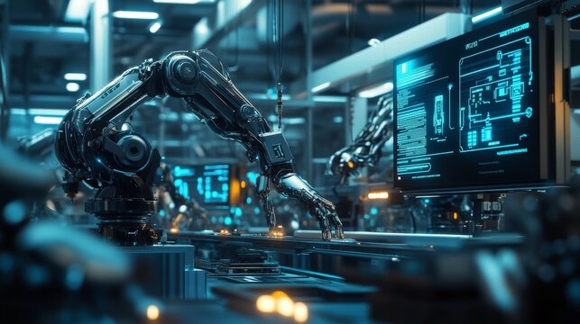 ロボットアームと研究施設