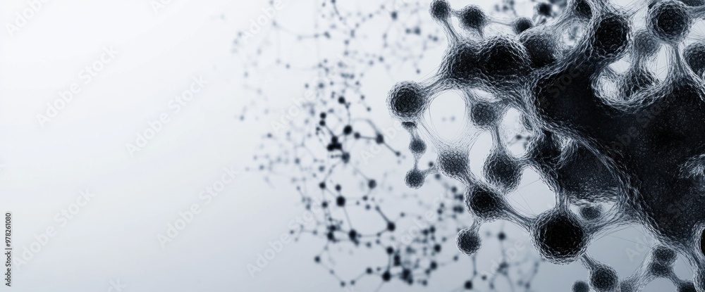 Poster abstract representation of molecular structures and connections in a scientific context.