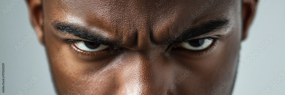 Poster A close-up of a person's intense expression, showcasing strong emotions and focus.