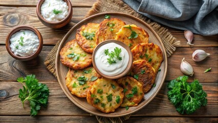 Gluten-free potato fritters with cottage cheese