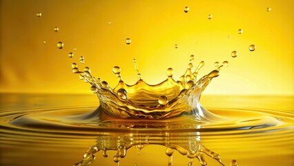 Yellow water splashes and drops isolated on background with orange juice wave, yellow, water drops, splashes, isolated
