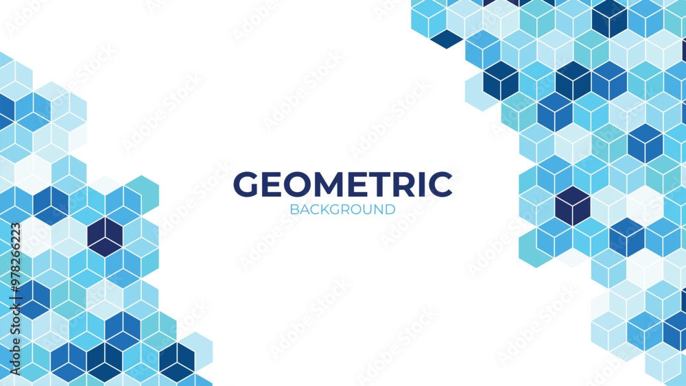 Poster blue abstract background cube seamless pattern. white blue geometric background. abstract graphic el