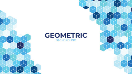 Blue abstract background cube seamless pattern. White blue geometric background. Abstract graphic elements for presentation background design