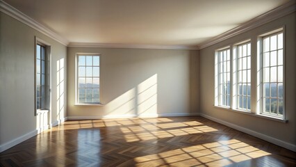 Obraz premium Realistic room interior with window light shadow effect, shadows, lighting, room, interior, mockup, realistic, windows,background