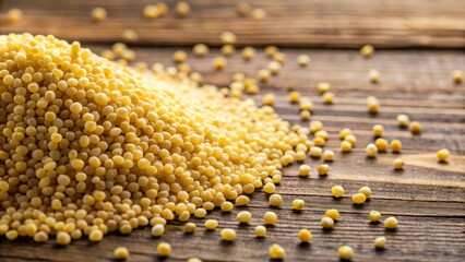 Close-up of millet groats on a wooden surface , healthy, grains, organic, nutritious, food, ingredient, cooking, diet