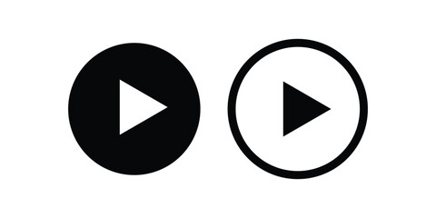 Play button icon on white background. Vector illustration in trendy flat and outline style.