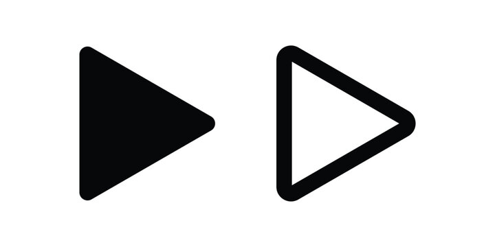 Play button icon on white background. Vector illustration in trendy flat and outline style.