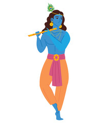 lord krishna playing flute vector