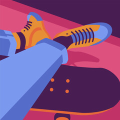 The activity of skateboarding in the morning