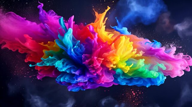 Holi color paint splatter powder festival explosion burst powder wide background, wallpaper 16:9.