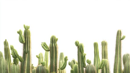 Cactus trees on the white background