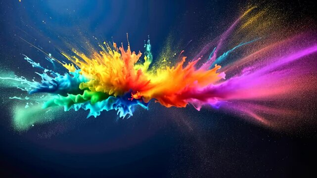 Holi color paint splatter powder festival explosion burst powder wide background, wallpaper 16:9.