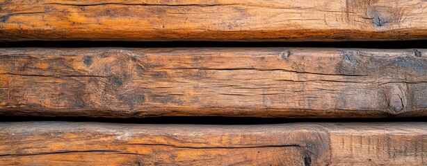 Obraz premium Antique wooden beams with rich patina, historical and architectural