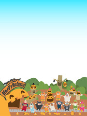 Fototapeta premium ハロウィンのイベント会場に向かう仮装した子供達1