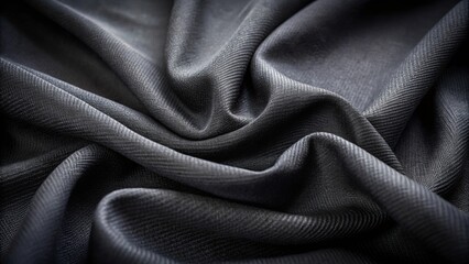 Fototapeta premium Black fabric texture background with a focus on dark clothing material