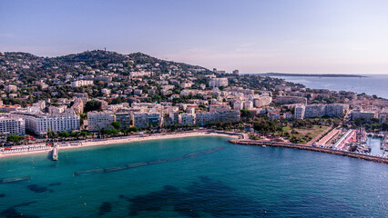 Fototapeta premium Aerial images and videos of Cannes, French Riviera, beaches and sea