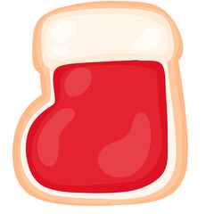 cute red sock Royal icing cookie fancy .Christmas sweet and dessert cartoon.handdraw illustration.