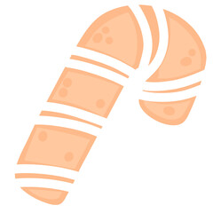  cute candy cane Royal icing cookie fancy .Christmas sweet and dessert cartoon.handdraw illustration.