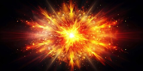 Vibrant explosion of red and yellow light against a black background