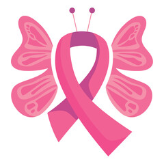 feather pink ribbon breast cancer awareness