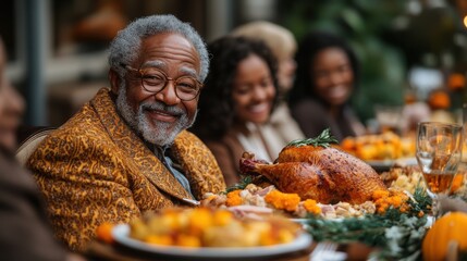 Joyful Thanksgiving Celebration: Family Enjoying Delicious Meal Together