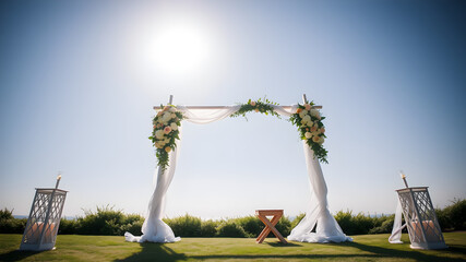 Arch backdrop featuring a wedding arch with personalized signage, perfect for a unique wedding setting