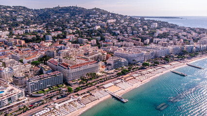 Fototapeta premium Aerial images and videos of Cannes, French Riviera, beaches and sea